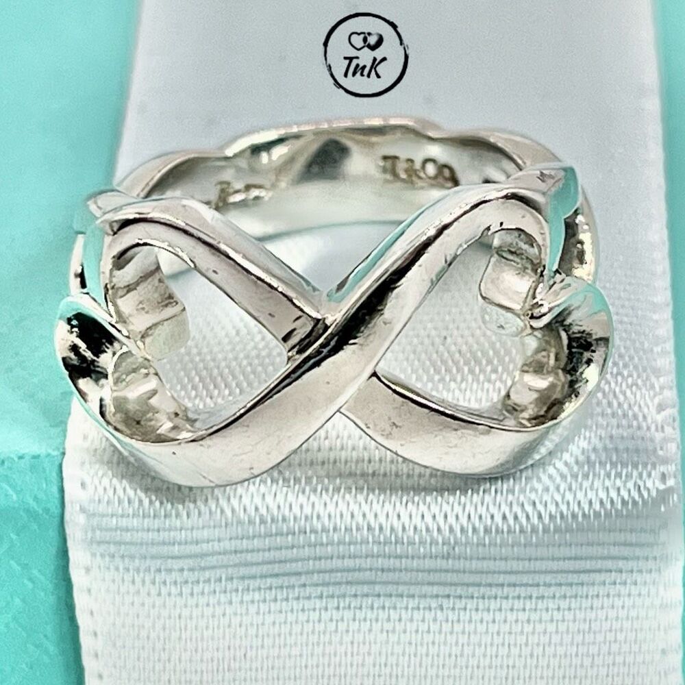 Tiffany & Co. Double Loving Heart Ring Paloma Picasso -529 Silver - Sz 5 - Picture 9 of 16